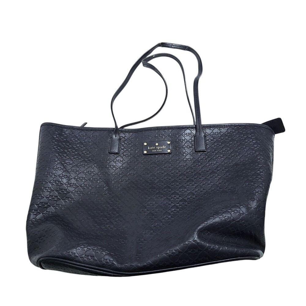 Kate Spade Purse New York Penn Place Margareta Black Tote Bag Embossed Leather